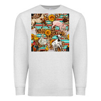 Oatmeal Heather Western Leopard Farm Animals Seamless Pattern Premium Sweatshirt - FaDigitalArtStudio