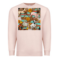 Pale Pink Western Leopard Farm Animals Seamless Pattern Premium Sweatshirt - FaDigitalArtStudio