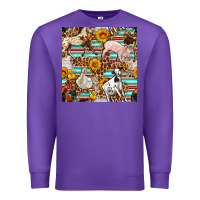 Purple Western Leopard Farm Animals Seamless Pattern Premium Sweatshirt - FaDigitalArtStudio