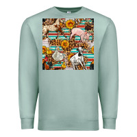 Seafoam Western Leopard Farm Animals Seamless Pattern Premium Sweatshirt - FaDigitalArtStudio