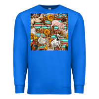 True Royal Western Leopard Farm Animals Seamless Pattern Premium Sweatshirt - FaDigitalArtStudio