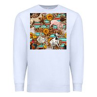 White Western Leopard Farm Animals Seamless Pattern Premium Sweatshirt - FaDigitalArtStudio