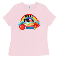 Bubblegum Pink back to school hello pre k Ladies Tee - AdoDesignShop
