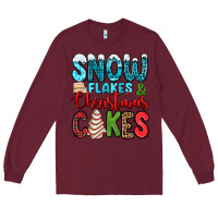 Burgundy snow flakes and Christmas cakes Long Sleeve Tee - Jasminsmagicworld