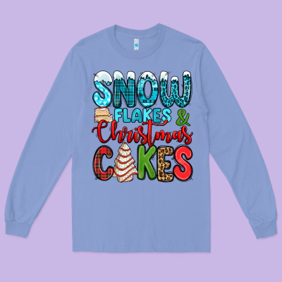 Snow Flakes And Christmas Cakes Long Sleeve Tee Designed By Jasminsmagicworld