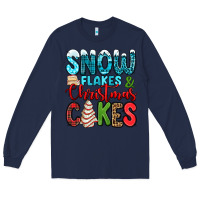 Navy snow flakes and Christmas cakes Long Sleeve Tee - Jasminsmagicworld
