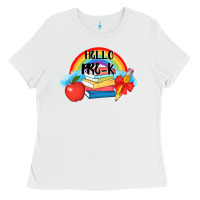 White back to school hello pre k Ladies Tee - AdoDesignShop