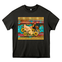 Asphalt western coop animals farm chicken chick rooster sunflowers wooden sera Heavy Core Tee - Artiststas