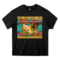 Black western coop animals farm chicken chick rooster sunflowers wooden sera Heavy Core Tee - Artiststas