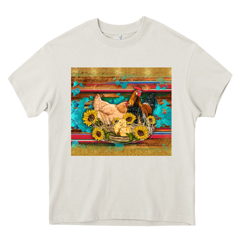 Western Coop Animals Farm Chicken Chick Rooster Sunflowers Wooden Sera Heavy Core Tee by Artiststas | Teevron