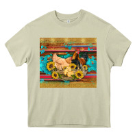Mossy western coop animals farm chicken chick rooster sunflowers wooden sera Heavy Core Tee - Artiststas