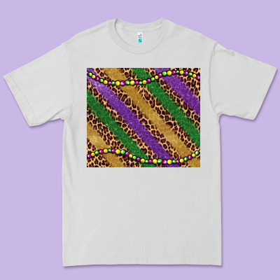 Mardi Gras Leopard Glitter Bead Premium Tee Designed By Barkaloodesign