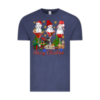 Vintage Denim Merry Christmas wine and cocktails Vintage Tee - NancyCooperArtShop