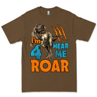 Cacao i'm four hear me roar dinosaur birthday Premium Tee - LillyAllenDesigns