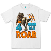 White i'm four hear me roar dinosaur birthday Premium Tee - LillyAllenDesigns