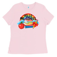 Bubblegum Pink Hello Pre School Ladies Tee - AdoDesignShop