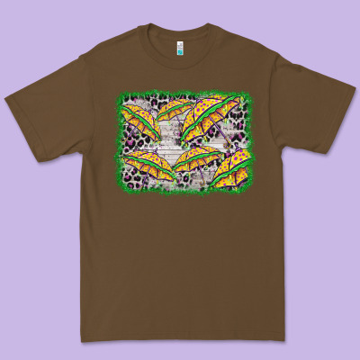 Mardi Gras Umbrella Background Premium Tee Designed By Barkaloodesign