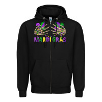 Black mardi gras skeleton hands Zipper Hoodie - CowGirlArtShop
