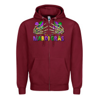 Burgundy mardi gras skeleton hands Zipper Hoodie - CowGirlArtShop
