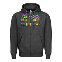 Charcoal Heather mardi gras skeleton hands Zipper Hoodie - CowGirlArtShop