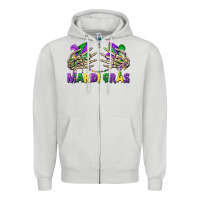 Dove Grey mardi gras skeleton hands Zipper Hoodie - CowGirlArtShop