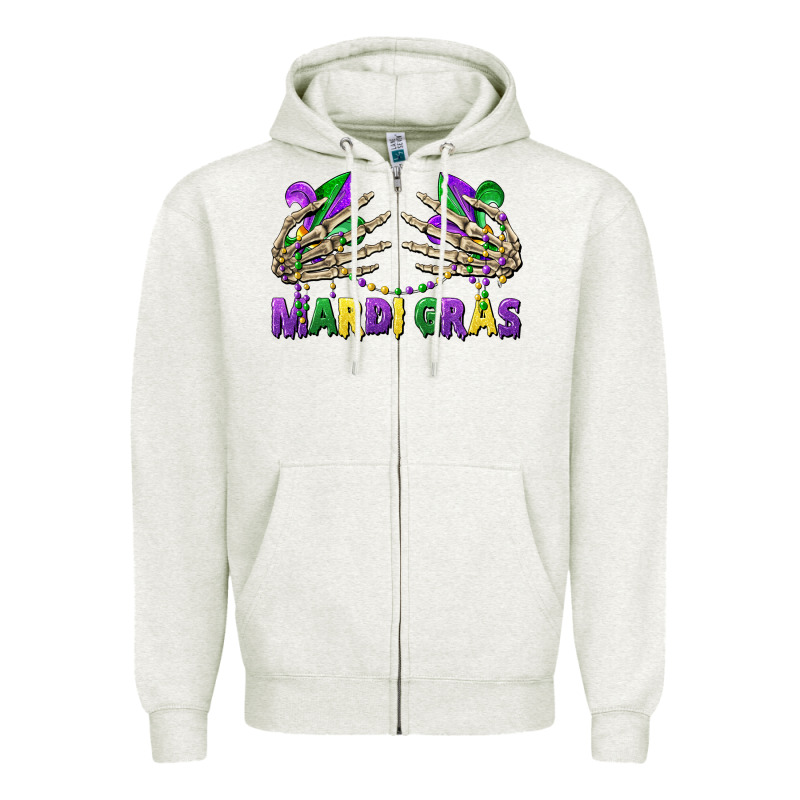Mardi Gras Skeleton Hands Zipper Hoodie by CowGirlArtShop | Teevron
