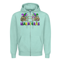 Seafoam mardi gras skeleton hands Zipper Hoodie - CowGirlArtShop