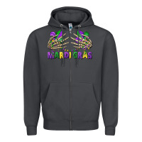 Smoke mardi gras skeleton hands Zipper Hoodie - CowGirlArtShop