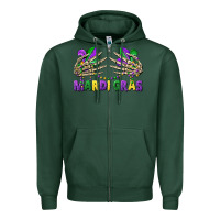 Sports Green mardi gras skeleton hands Zipper Hoodie - CowGirlArtShop