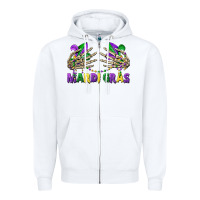 White mardi gras skeleton hands Zipper Hoodie - CowGirlArtShop