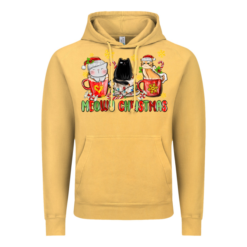 Meowy Christmas Cats Coffee Cups Vintage Hoodie by MaliasSmallBusiness | Teevron