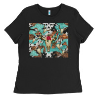 Black bull skull flowers cowhides and leopard Ladies Tee - Artiststas