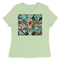 Matcha bull skull flowers cowhides and leopard Ladies Tee - Artiststas
