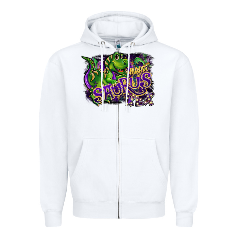 Mardi Saurus Rex Zipper Hoodie by CowGirlArtShop | Teevron