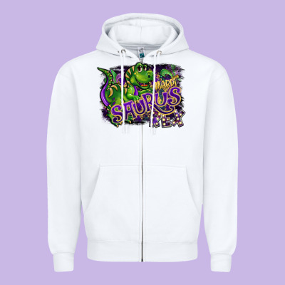 Mardi Saurus Rex Zipper Hoodie Designed By Cowgirlartshop