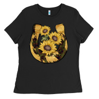 Black horseshoe sunflower camouflage Ladies Tee - AdoDesignShop