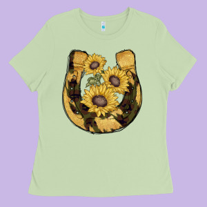 Horseshoe Sunflower Camouflage Ladies Tee Designed By Adodesignshop