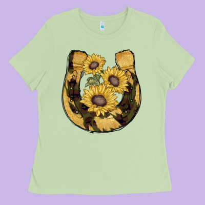 Horseshoe Sunflower Camouflage Ladies Tee Designed By Adodesignshop