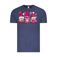 Vintage Denim Pink Christmas winter gnomes Vintage Tee - NancyCooperArtShop