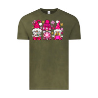 Vintage Olive Pink Christmas winter gnomes Vintage Tee - NancyCooperArtShop
