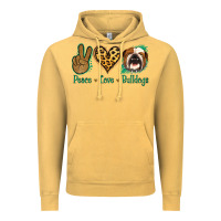 Vintage Mustard Peace Love Bulldog Vintage Hoodie - Jasminsmagicworld