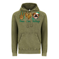Vintage Olive Peace Love Bulldog Vintage Hoodie - Jasminsmagicworld