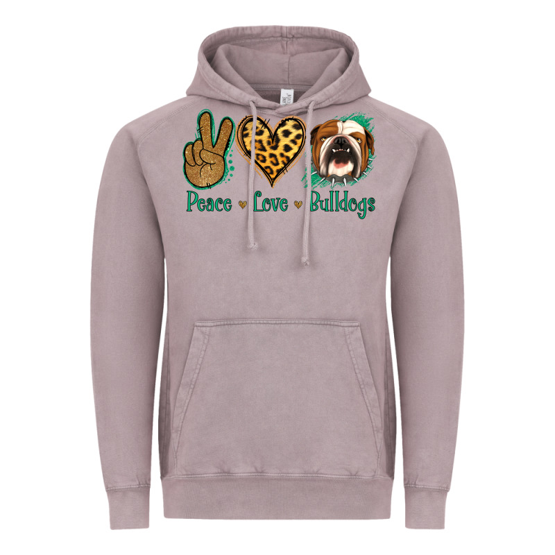 Peace Love Bulldog Vintage Hoodie by Jasminsmagicworld | Teevron