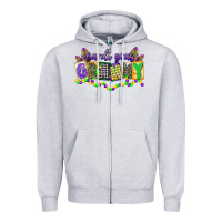 Heather Grey mardi gras grammy Zipper Hoodie - CowGirlArtShop