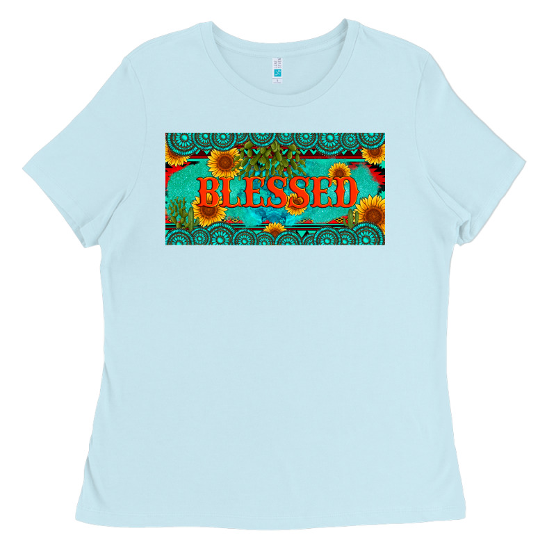 Blessed Turquoise Gemstone Cactus And Sunflower Licanse Plate Ladies Tee by Artiststas | Teevron