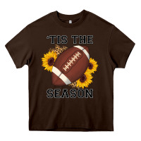 Chocolate Brown tis the season football sunflower Heavy Core Tee - AdoDesignShop