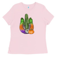 Bubblegum Pink horseshoe halloween cactus Ladies Tee - AdoDesignShop