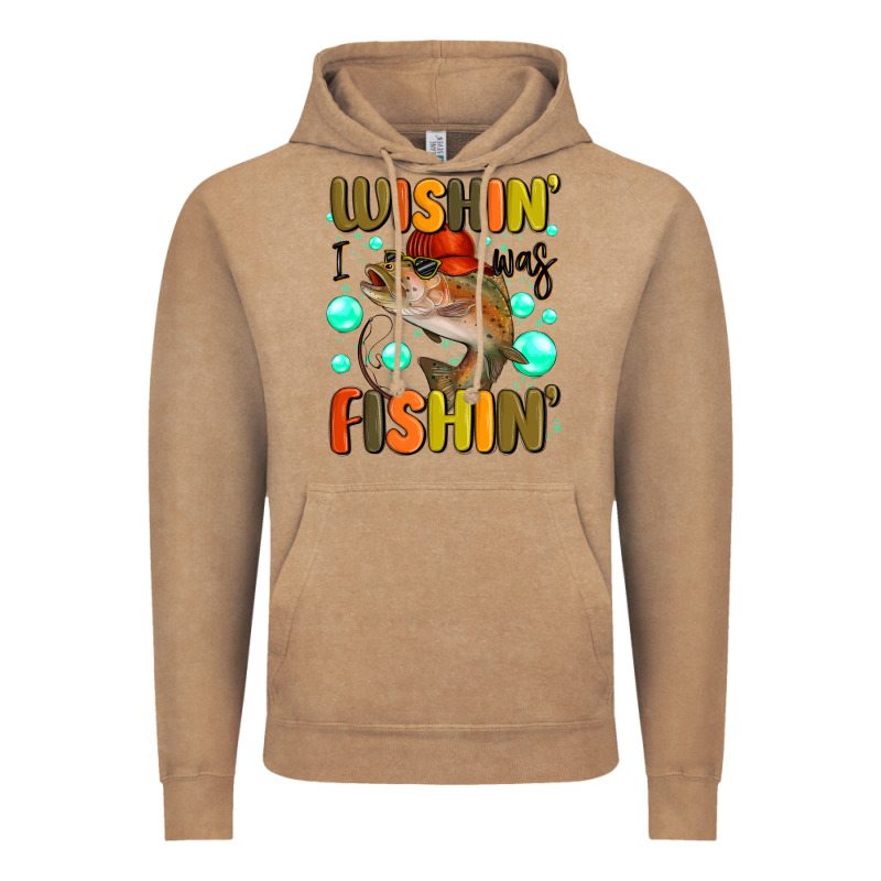 Wishing I Was Fishing Vintage Hoodie by MaliasSmallBusiness | Teevron
