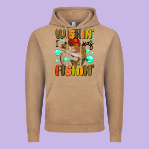 Wishing I Was Fishing Vintage Hoodie Designed By Maliassmallbusiness
