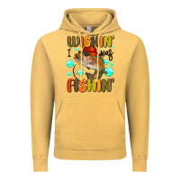 Vintage Mustard wishing i was fishing Vintage Hoodie - MaliasSmallBusiness